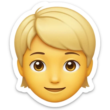 Start with this emoji, give it a slight smile and smiling eyes. Remove the black mark on emoji's left side of the mouth. Shorten the hair slightly. sticker