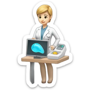 Biomedical-Engineer-studying-hologram-3d-model-of-breast sticker