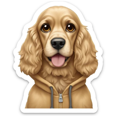 Cocker spaniel wearing a hoodie sticker