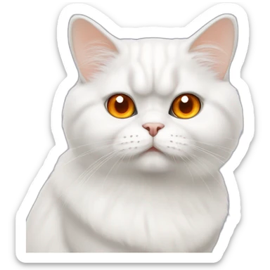 white persian chinchilla cat with orange eye  look stupid sticker