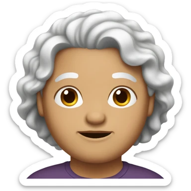 Brownish skin, overweight, elderly, white wavy hair. sticker