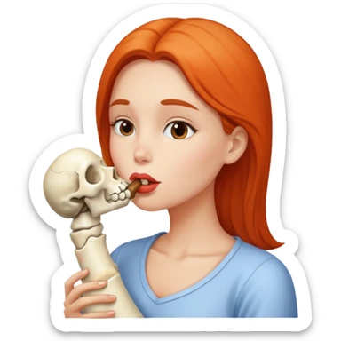 naked big boobed woman kissing a big bone sticker