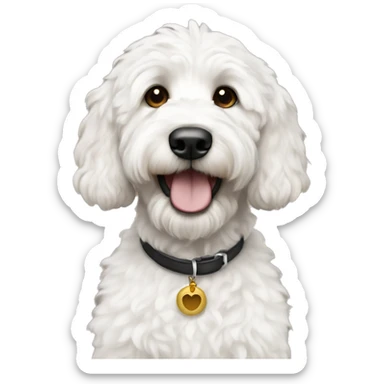 white with black goldendoodle with brown eye sticker