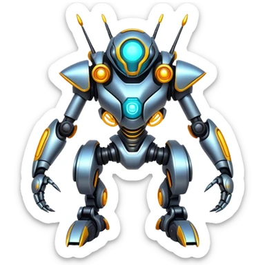 Shiny Epic Edgy Cool Colorful Vibrant Modern Futuristic Robot-Vernid-Protogen-creature-animal, full body  sticker