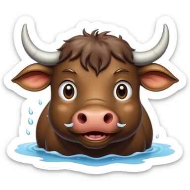 A funny water buffalo in the water  sticker