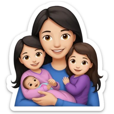 Mom and dad and baby girl brown dad light skinned mom and baby women with long black hair sticker