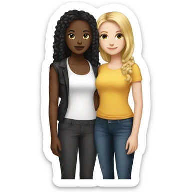 White girl And black girl bff  sticker
