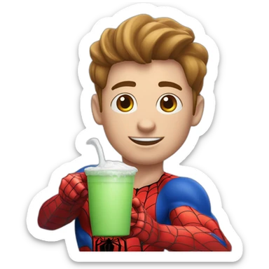Spiderman qui boit du lait dans un biberon couleur peaux  sticker