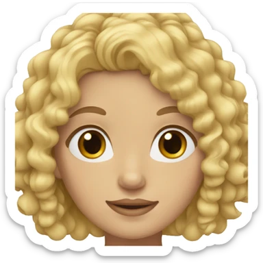 Woman with curly blonde hair and blue eyes sticker