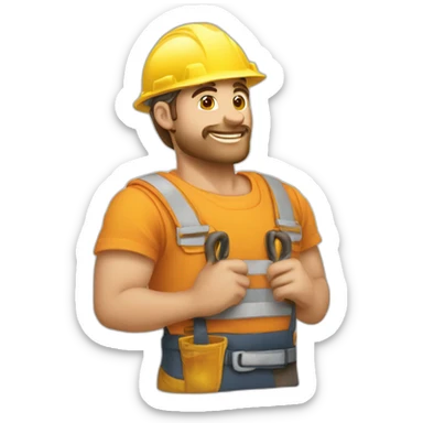 travailleur construction heureux sticker