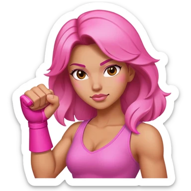 Pink power fist woman sticker