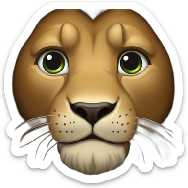 Lion crinière noire fourrure marron yeux verts   sticker