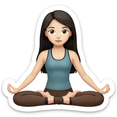 pilates girl in brown set whit black long hair  sticker