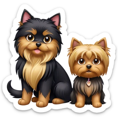 Black cat and yorkshire terrier dog sticker