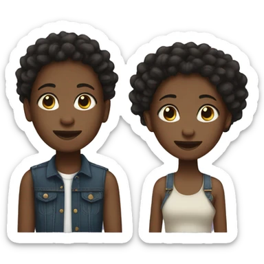 Black twins with locs. One boy and one girl sticker