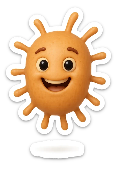 EMOJI STILE IPHONE DI BATTERI INTESTINALI FELICI CHE FLUTTUANO IN ARIA IPERREALISTICO 4K sticker