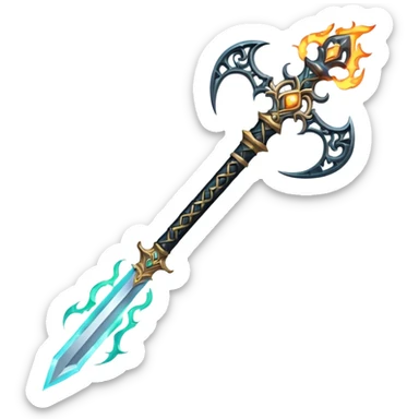 magical greatsword with a Eldritch black fire powers in it sticker