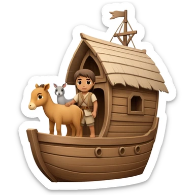 Noah with animals boarding a large wooden ark sticker