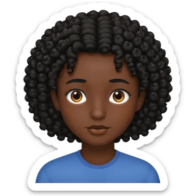 black soft tone of skin, curly black hair, brown eyes sticker