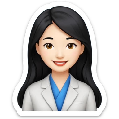 data scientist, chic dressed, asian woman, long black hair sticker