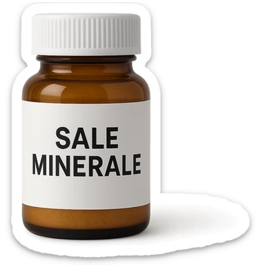 boccetta di integratore con la scritta "SALE MINERALE" SULL'ETICHETTA sticker