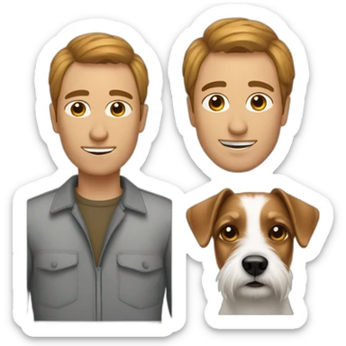 Man with 40's hair cut with jack russell terrier dog sticker