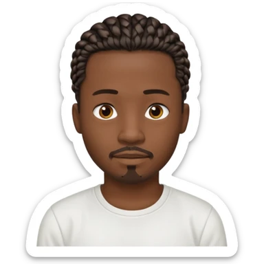 Hazme un emoji de un hombre negro con trenzas cortas, camiseta blanca y una pequeña perilla sin bigote sticker