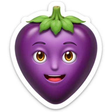 fais un emoji qui se mord les levre avec une aubergine dans les main sticker