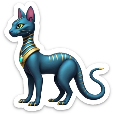 Futuristic Modern Furry Ethereal Beautiful Salandit-Bastet-Fakémon-hybrid-creature (full body)  sticker
