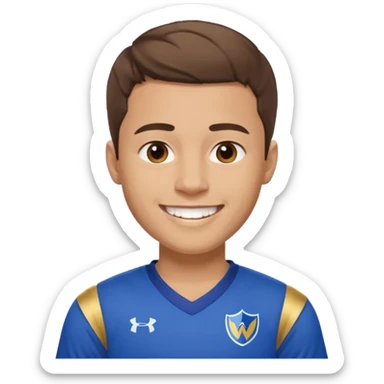 ["Light-skinned male, short brown hair, wearing a blue Warriors jersey."] sticker