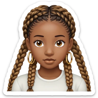 Black girl with gold hoop earrings and knotless braids sticker