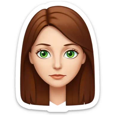 Pretty middle age woman with green eyes and long straight brown hair  sticker