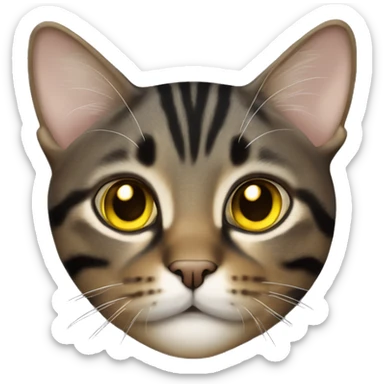 Black and brown tabby cat with cute yellow eyes full body sticker