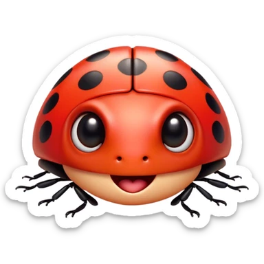 Cinematic Cheeky Ladybug Portrait Emoji, Head tilted dramatically with an exaggeratedly surprised expression, featuring a petite, vibrant form with wide, comically expressive eyes full of playful disbelief and animated, fluttering wings, Simplified yet hilariously expressive features, highly detailed, glowing with a slightly sassy scarlet glow, high shine, dramatic yet playful, stylized with an air of cheeky garden mischief, soft glowing outline, capturing the essence of a meme-worthy ladybug that looks ready to flutter its way into viral fame! sticker