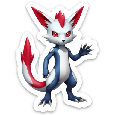 Cool Edgy Badass Shiny Futuristic Ethereal Legendary Digimon-Sneasel-Zangoose-hybrid full body sticker