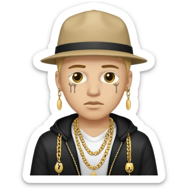 a white guy with a drip gangster sticker