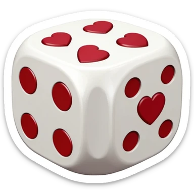 two dices in with burgundy red heart details sticker