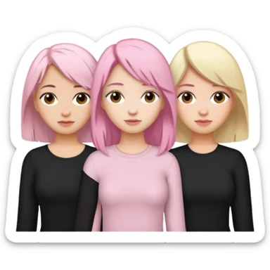 Girlfriend emoji - 5 white girlfriends, 1 with pale pink hair, 2 with black hair, 1 with medium blonde hair  sticker