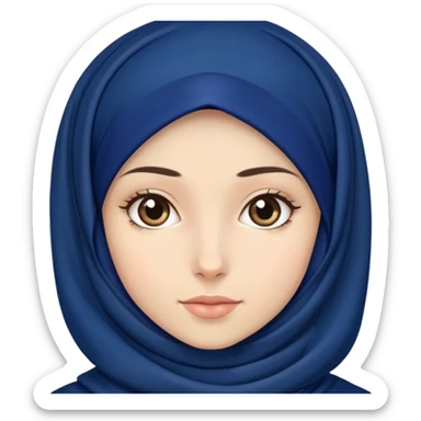 White hijab girl wearing dark blue hijab sticker