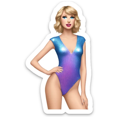 taylor swift sparkly blue and pink bodysuit  sticker