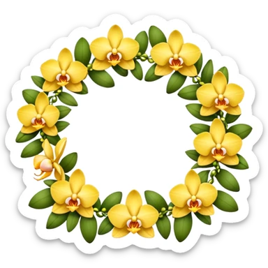Yellow orchid flower garland sticker