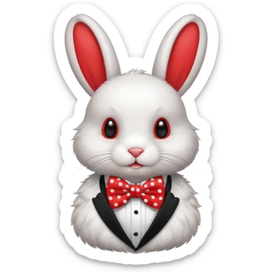 Fluffy rabbit with polka-dot bow tie sticker
