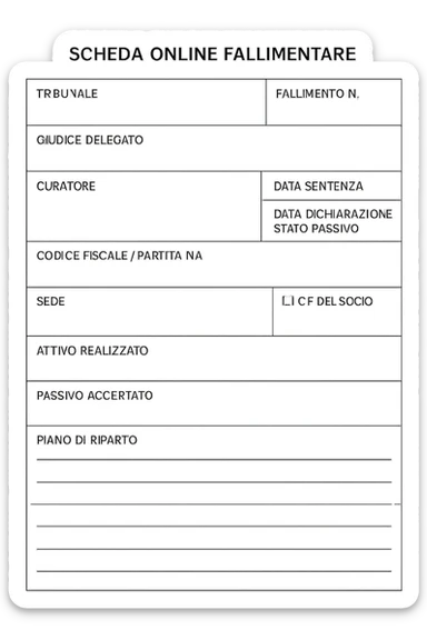 Scheda online fallimentare  foglio sticker