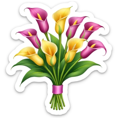 calla lily flower multicolor bouquet sticker