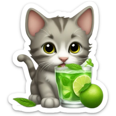 baby sherlock holmes cat drinking mojito sticker