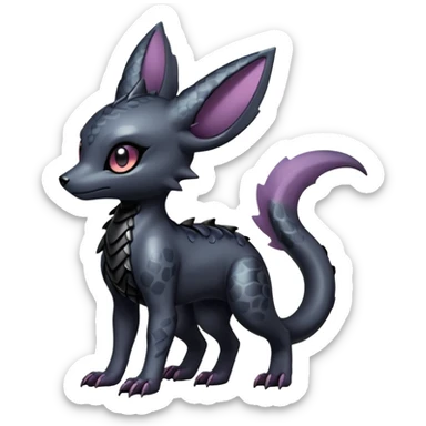 Shiny Dark Cute Majestic Sophisticated Modern Gothic Gloomy Futuristic Scaly Cyber-Salandit-Umbreon-Delcatty-Hybrid (Full body) sticker