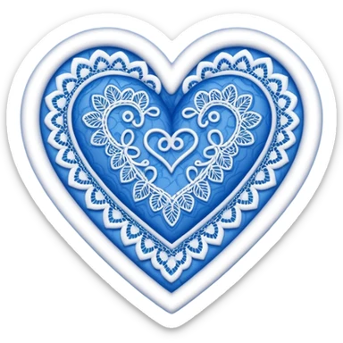 blue lace heart sticker