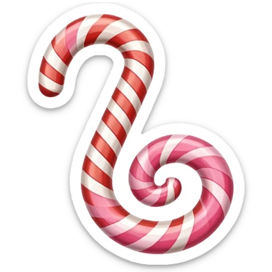 Red and pink swirled candy cane sticker