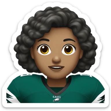  White female dark hair wearing Philadelphia Eagles jersey sticker