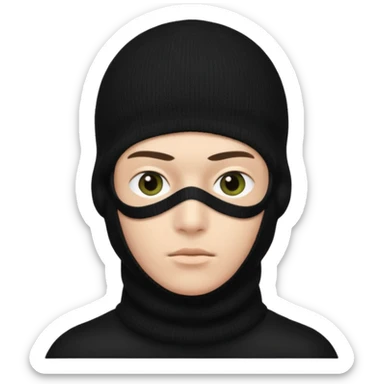 Un joven con un pasamontañas negro que solo le deje ver los ojos y cejas sticker